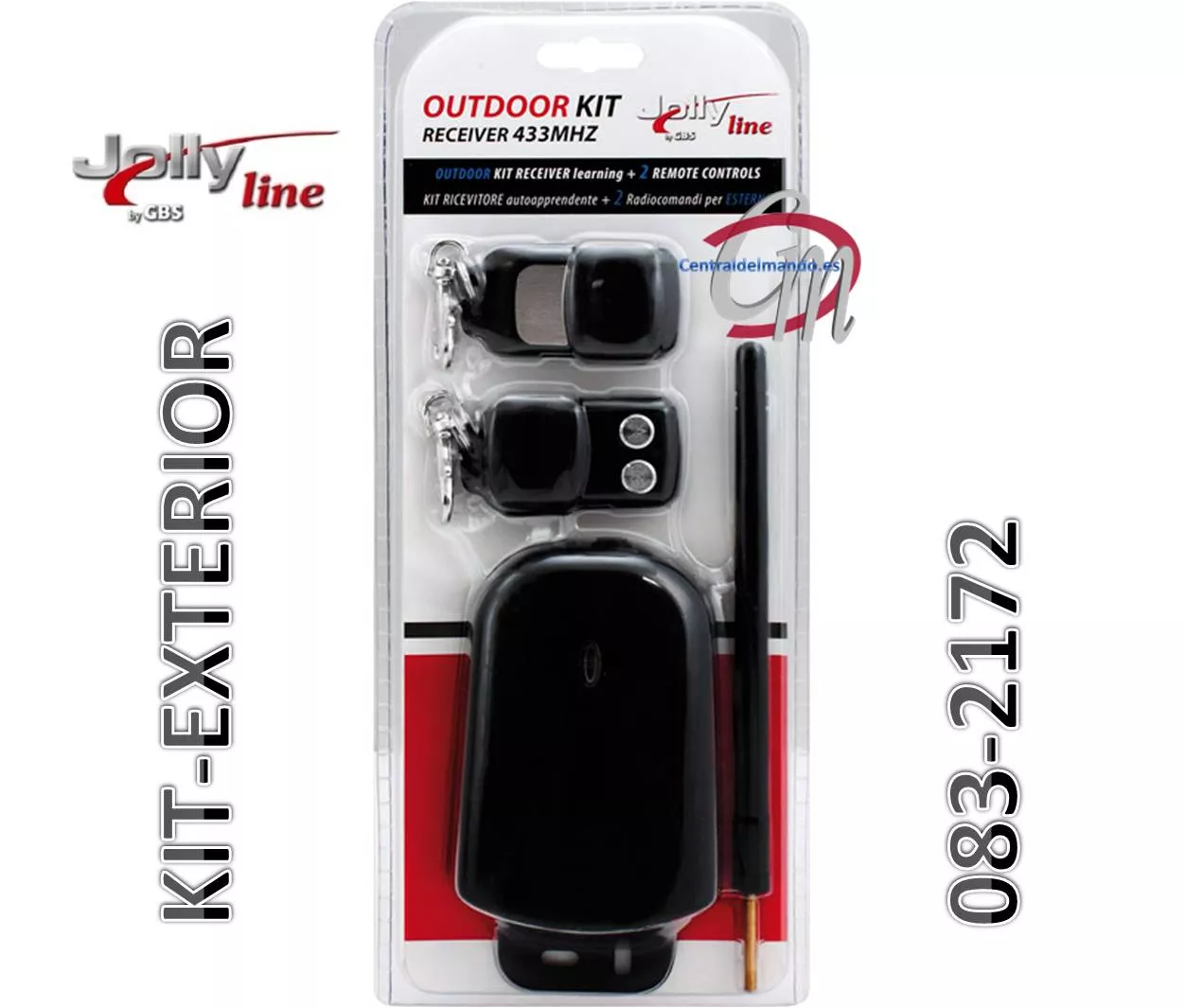 Kit Receptor Garajes con 2 Mandos 433MHz Exterior