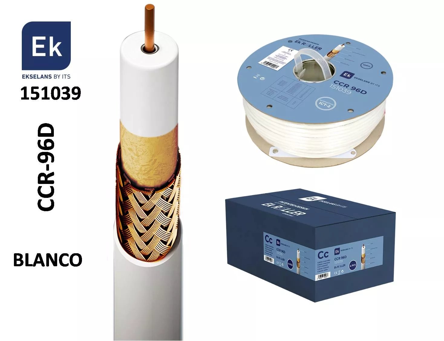 Cable Coaxial EK CCR96D 151039 1.02CU 96H CCA
