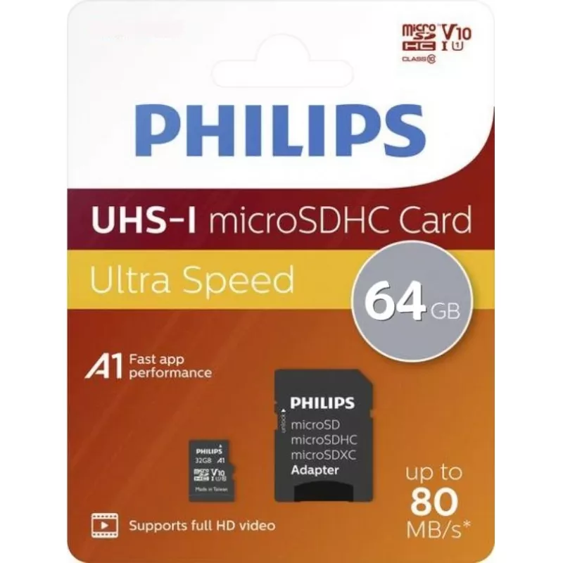 Tarjeta micro sd Philips 64gb clase 10