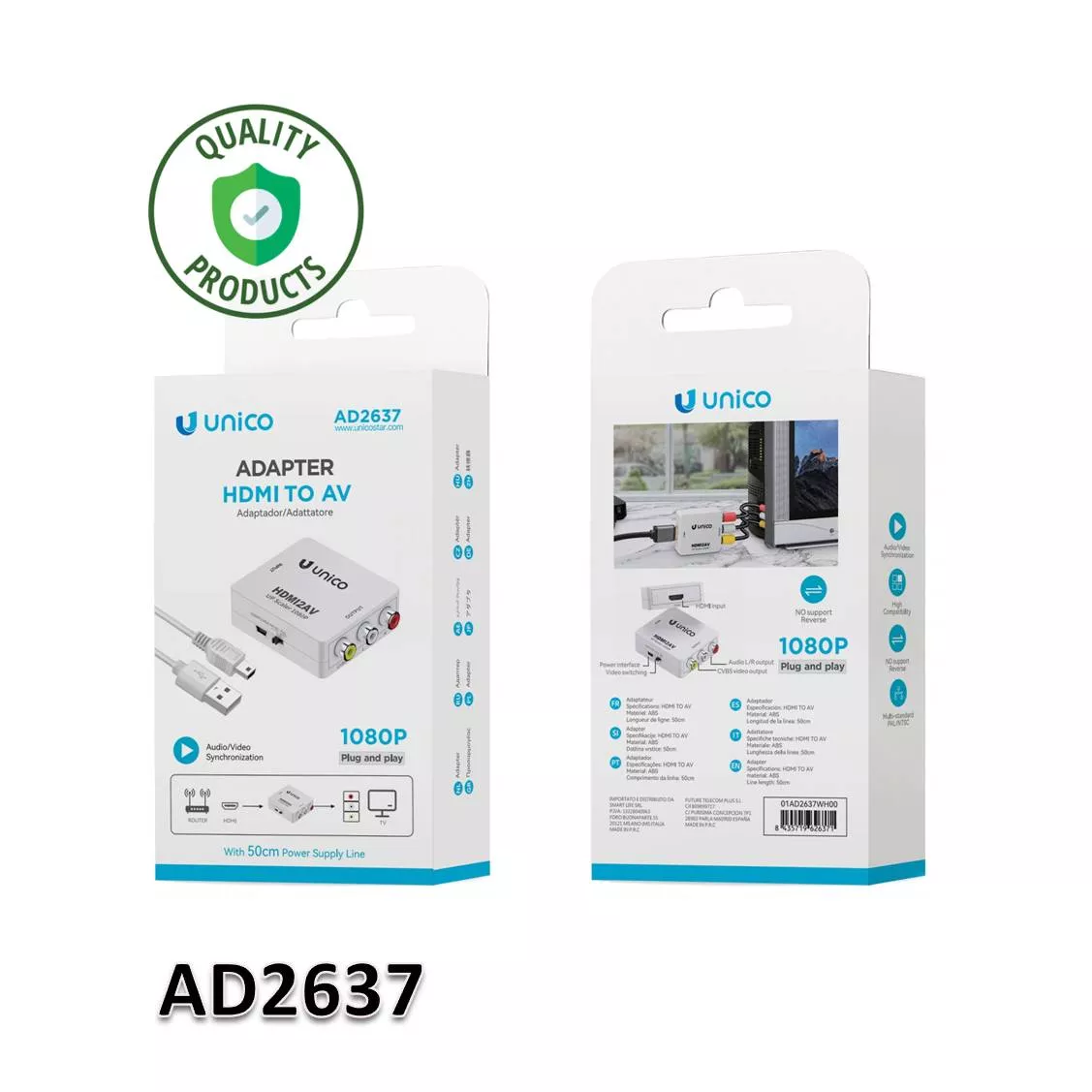 Adaptador UNICO AD2637 HDMI-IN RCA-OUT