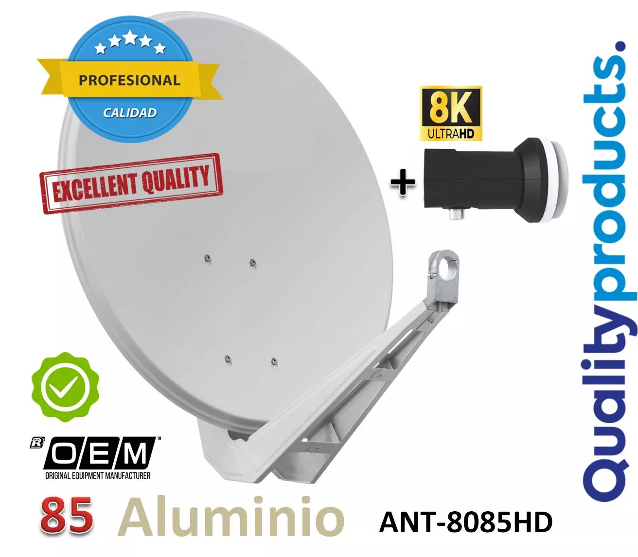 KIT Antena Parabolica de 85 Con LNB Aluminio Quality