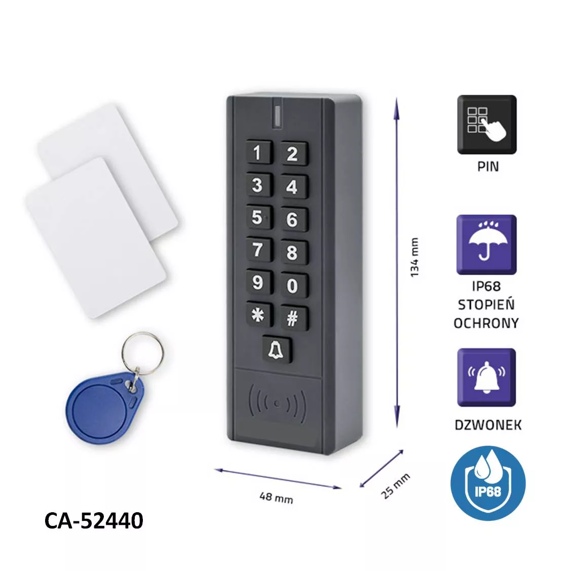 Teclado control de acceo convinado RFID IP68