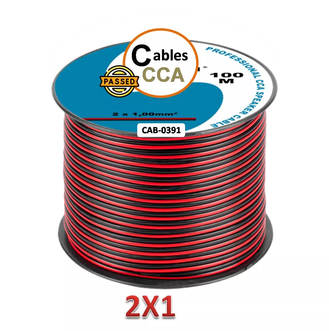 Cable Altavoz CCA Rojo Negro 2x1mm 100m