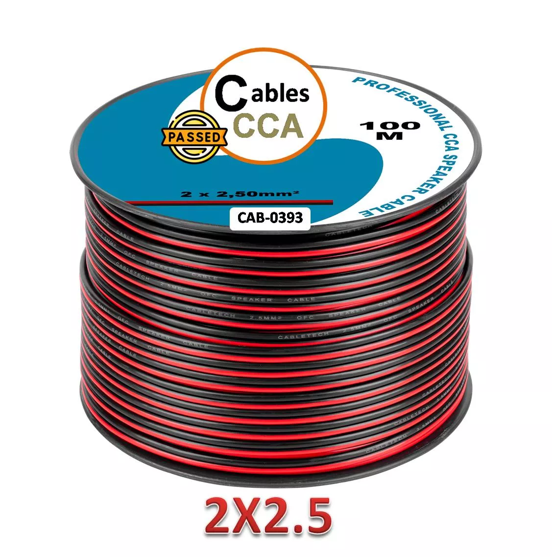 Cable Altavoz CCA Rojo Negro 2x2.5mm 100m
