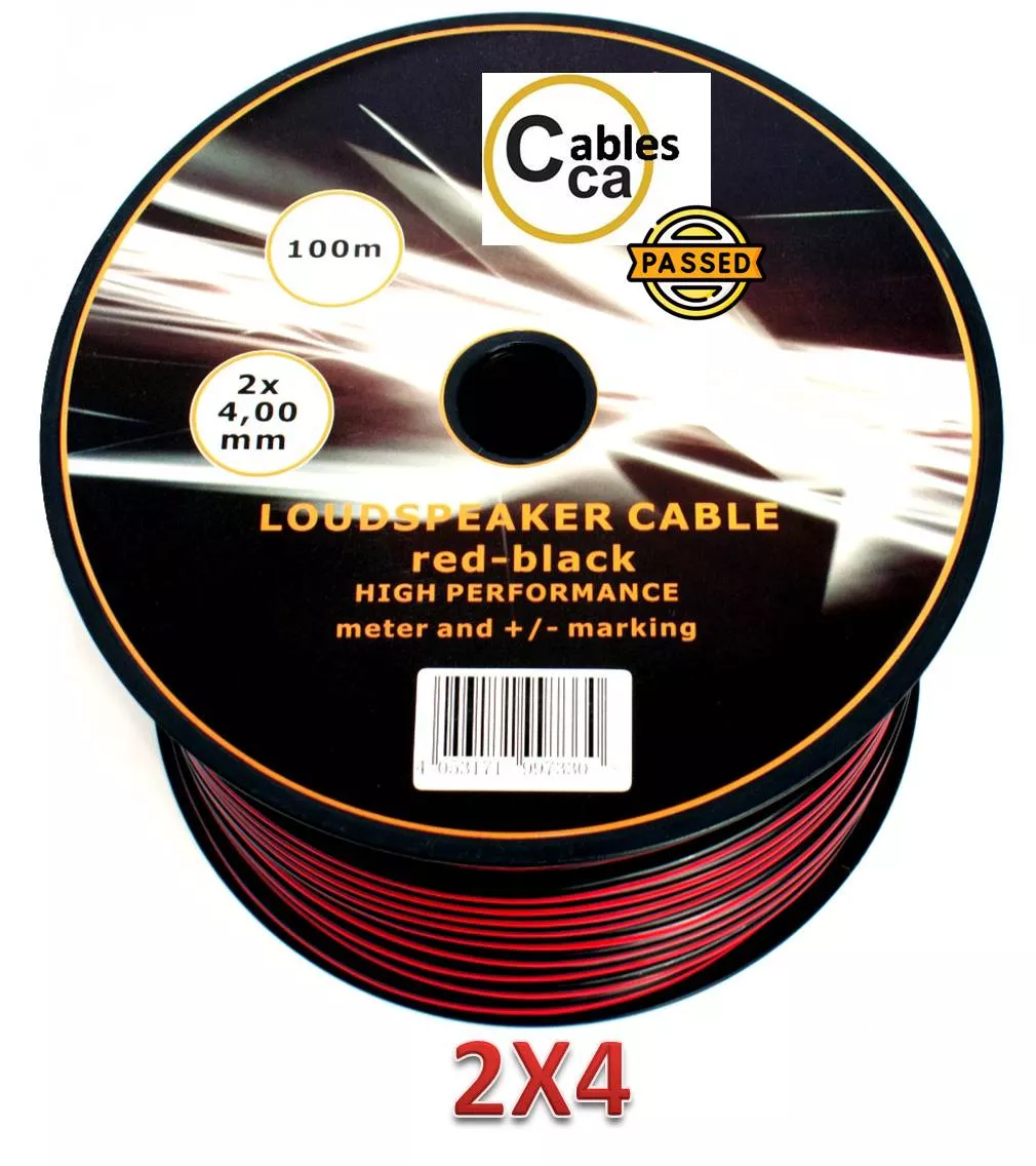 Cable Altavoz CCA Rojo Negro 2x4mm 100m