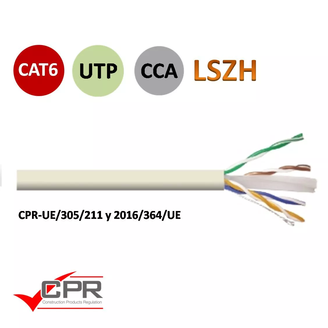 Cable datos UTP CAT6 Eca CCA 305m Blanco