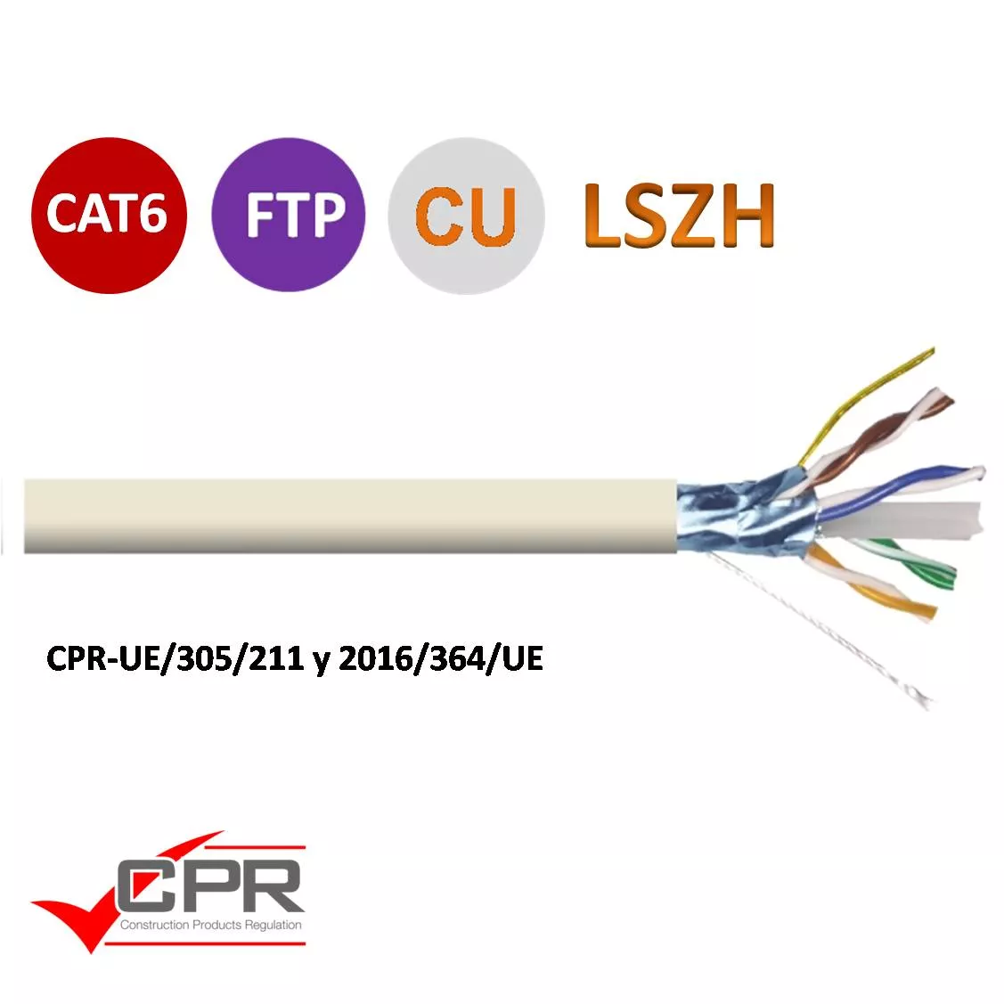 Cable datos FTP CAT6 Eca CU 305m Blanco