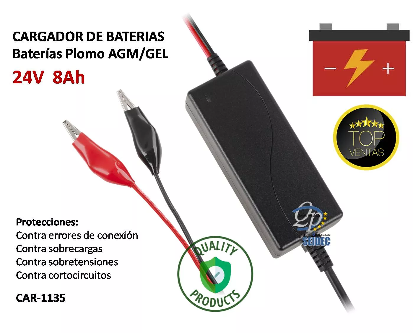 Cargador de Baterias de GEL/AGM 24V 8Amp