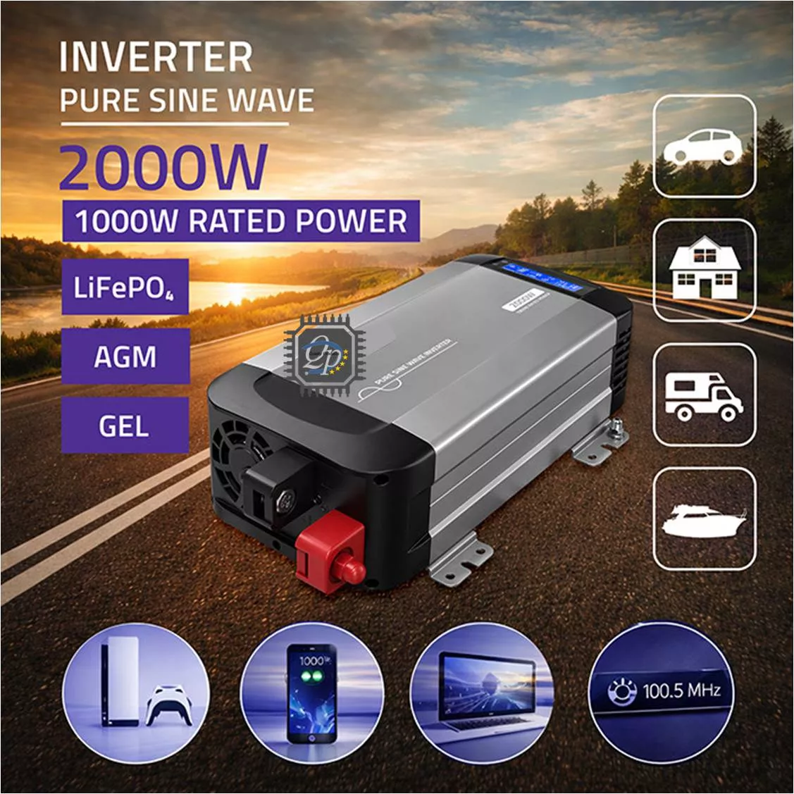 Inversor de voltaje Onda Senoidal Pura 12V-220V 2000W