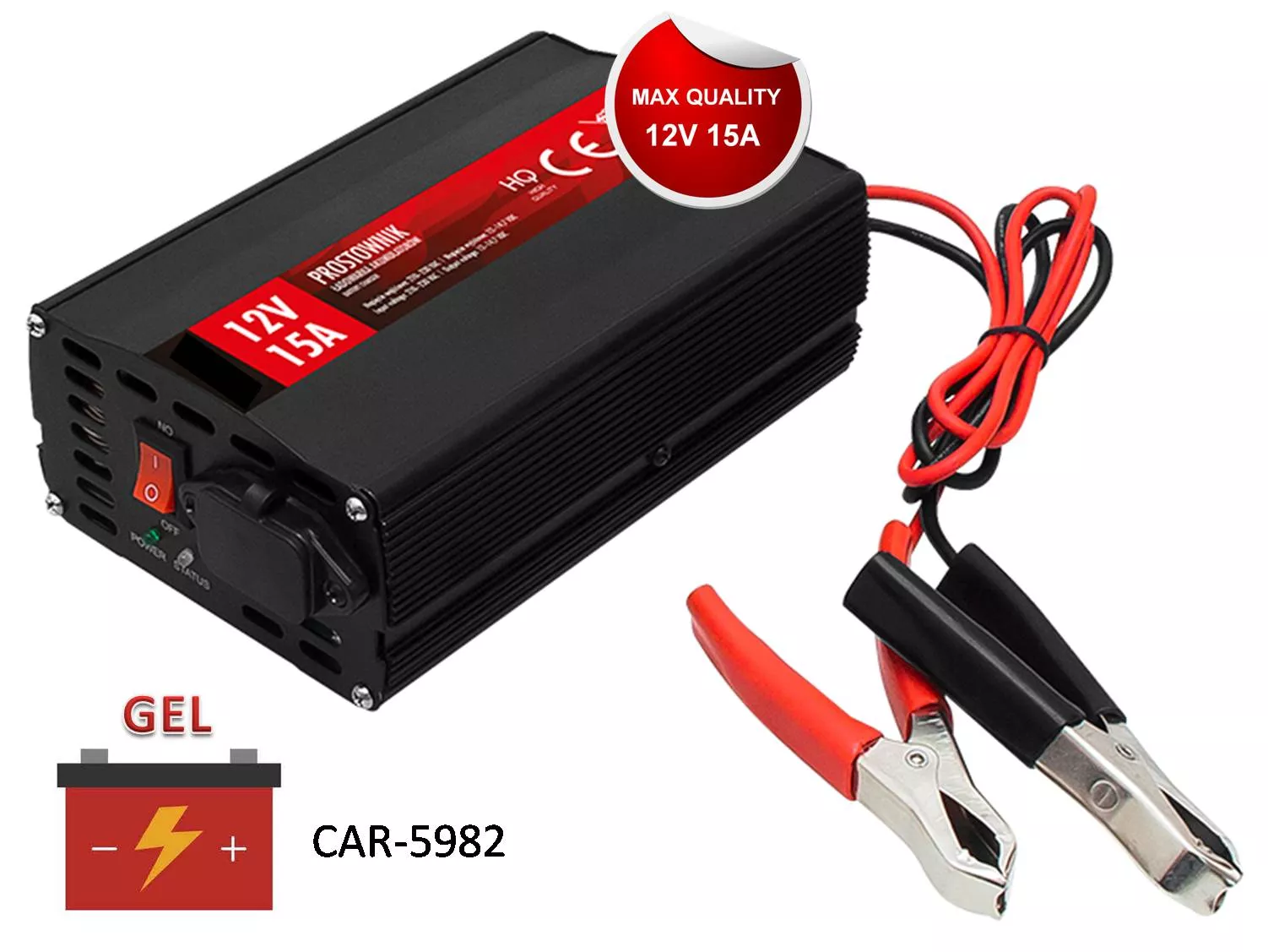 Cargador de bater&iacute;as GEL 12V 15A