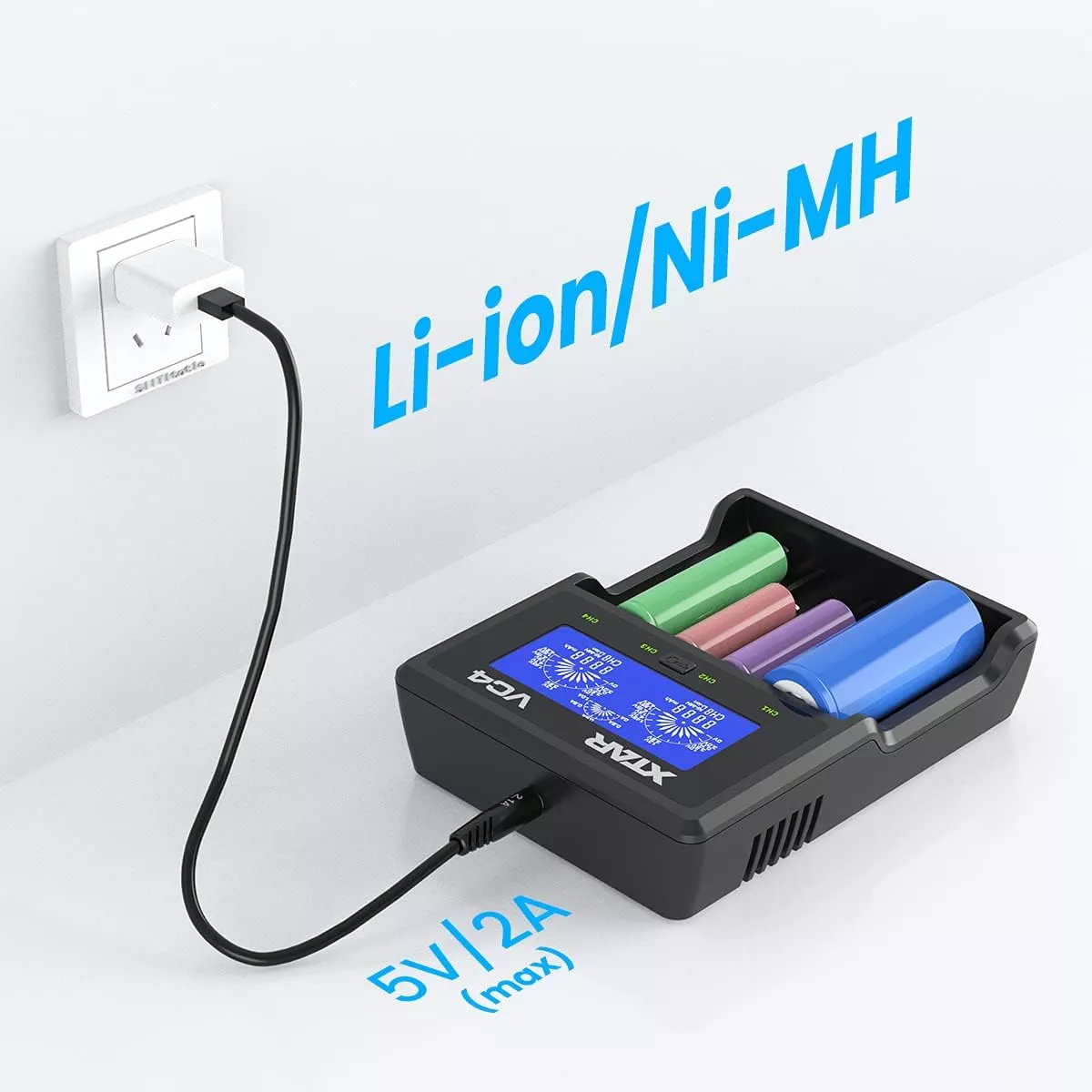 Cargador de Pilas LITIO+NI-MH XTAR VC4