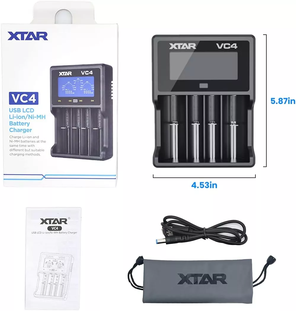Cargador de Pilas LITIO+NI-MH XTAR VC4