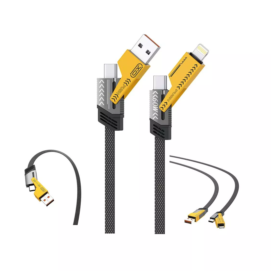 Cable UNICO CB2203 3A 65W 4 en 1 Removable