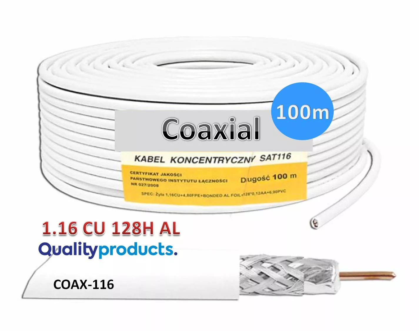 Cable Coaxial 1.16CU 128X012 AL 100m