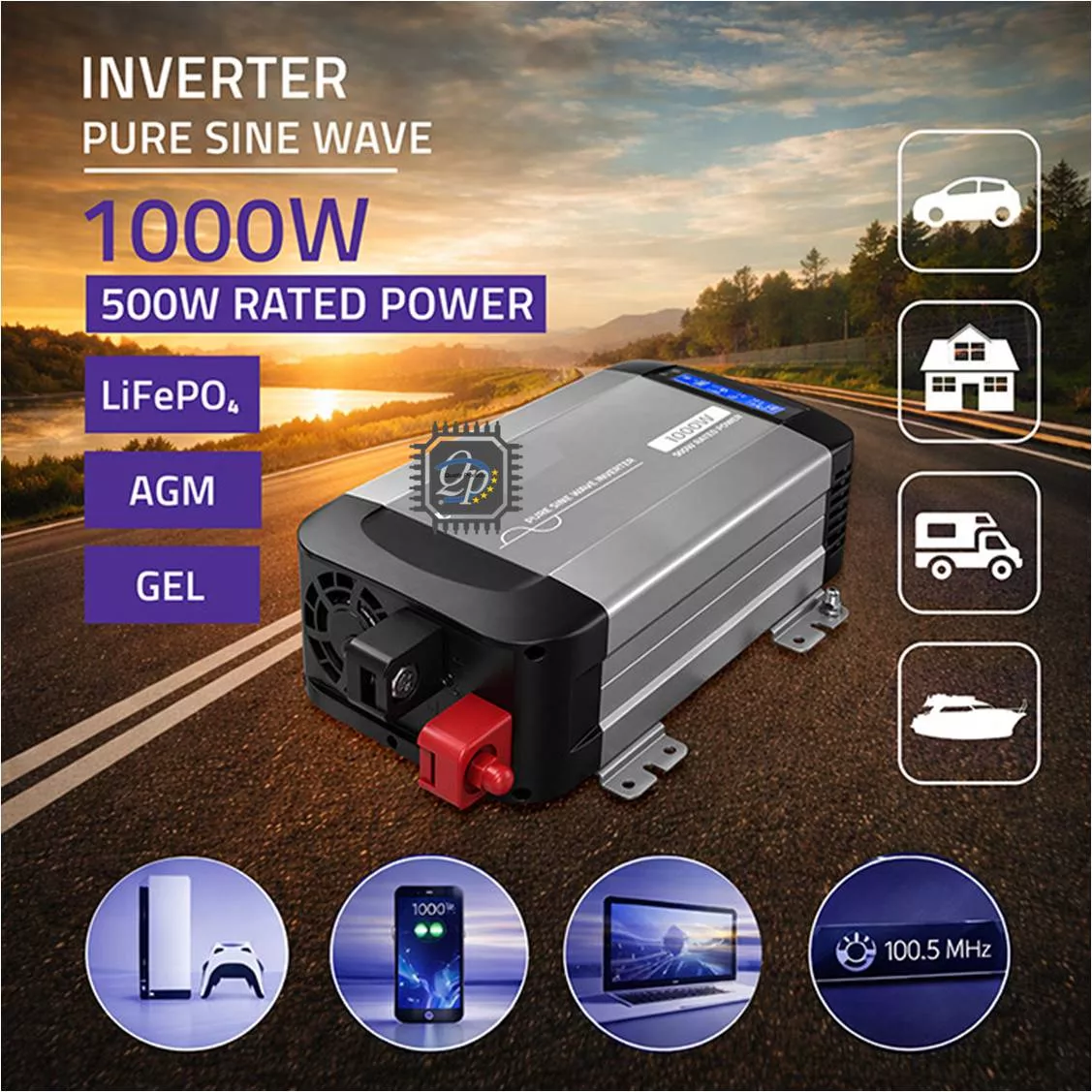 Inversor de voltaje Onda Senoidal Pura 12V 220V 1000W