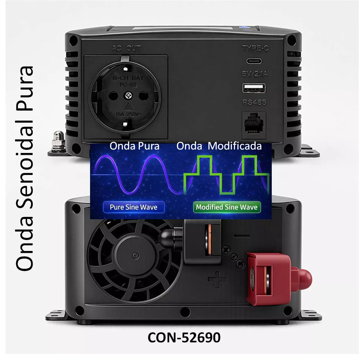 Inversor de voltaje Onda Senoidal Pura 12V-220V 3000W