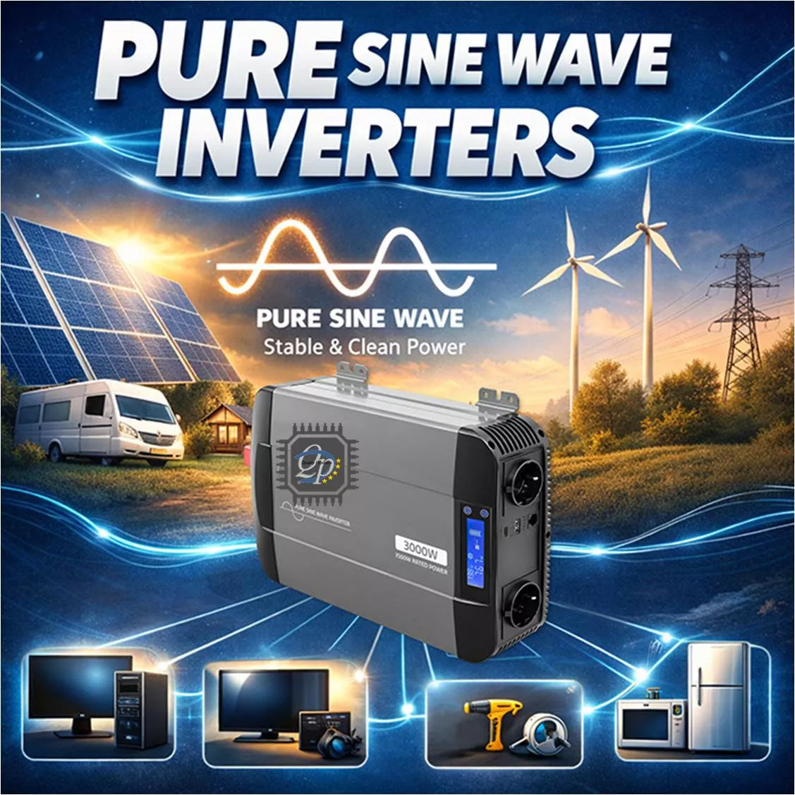 Inversor de voltaje Onda Senoidal Pura 12V-220V 3000W