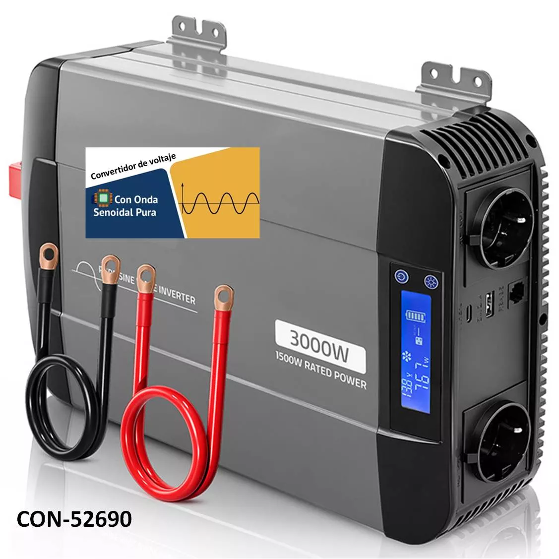 Inversor de voltaje Onda Senoidal Pura 12V-220V 3000W