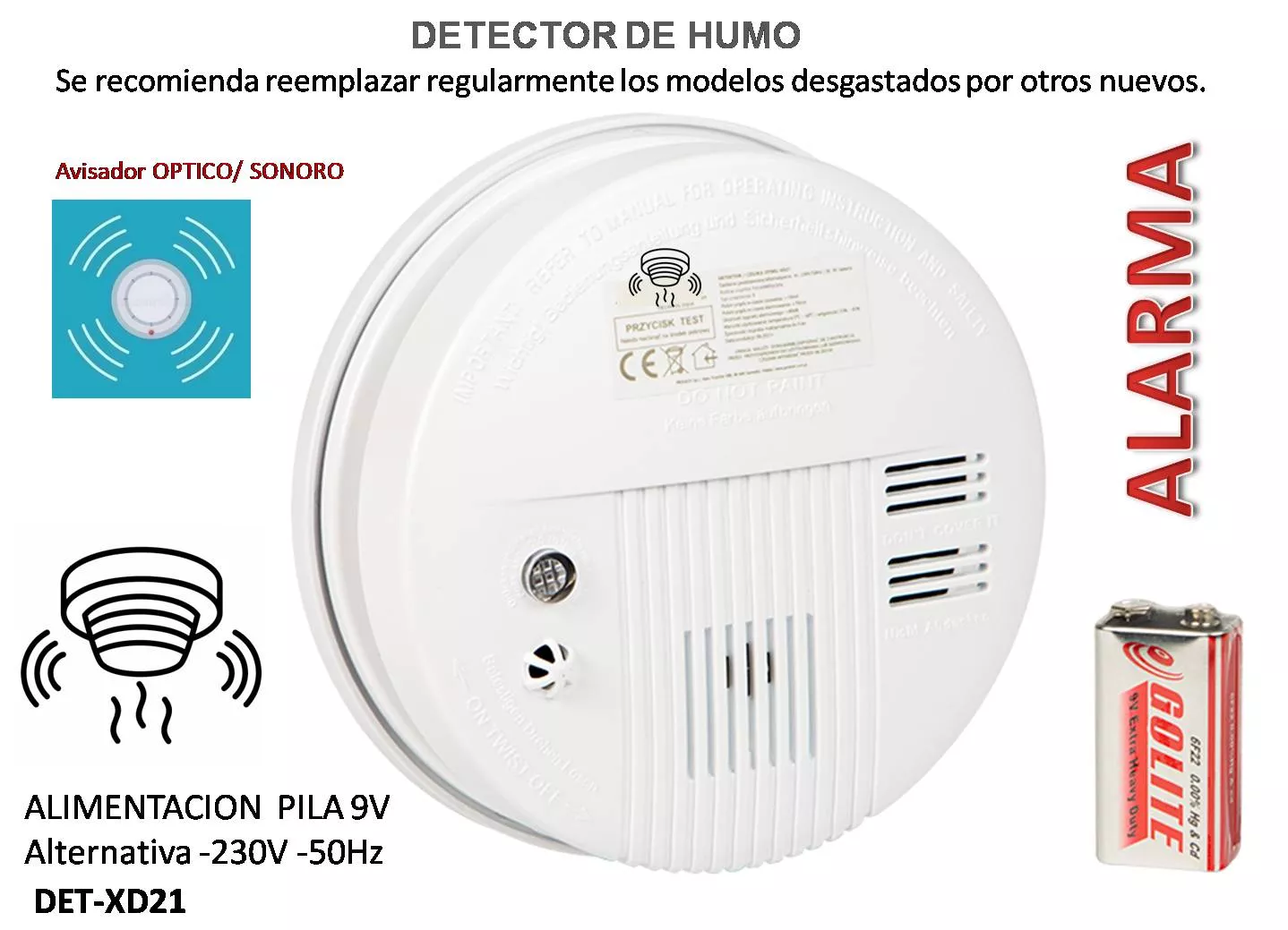 Detector de Humo a Red y pila alternativamente
