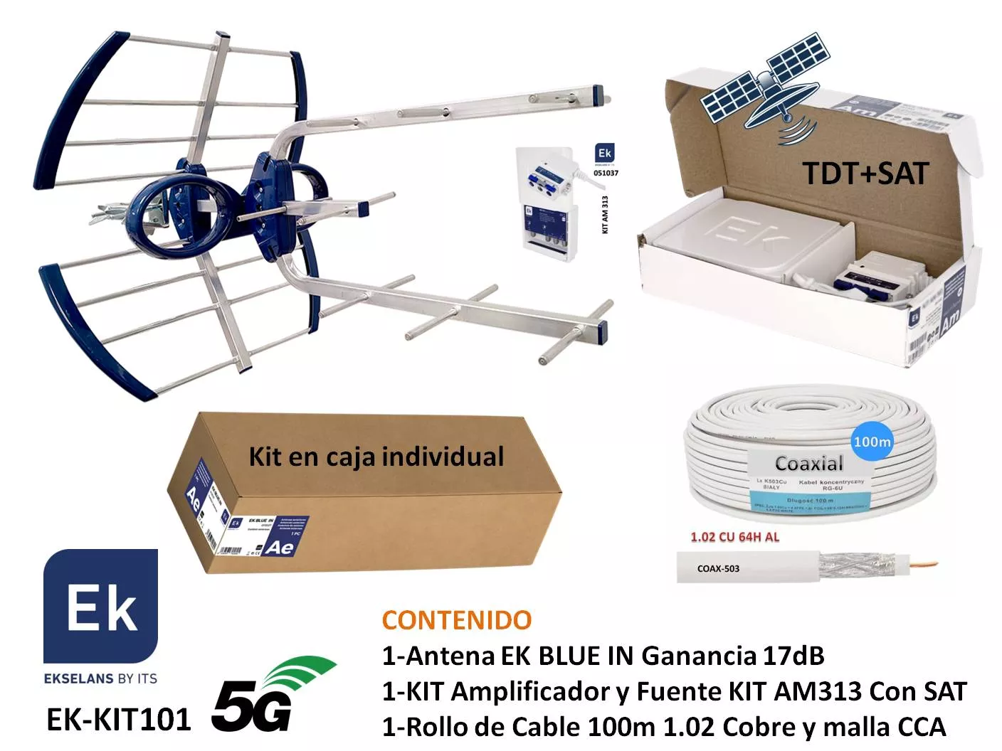 KIT Antena TDT EK Con Amplificador de 30dB KITAM313