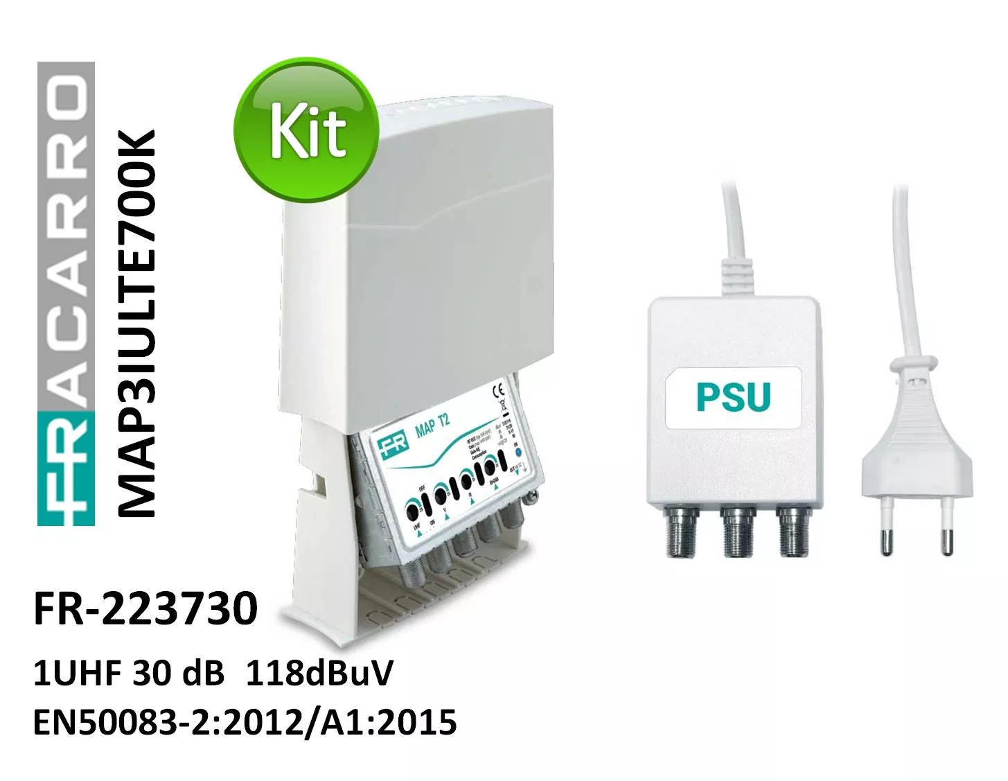 KIT Amplificador con Fuente Fracarro MAP3IU LTE700K 223730