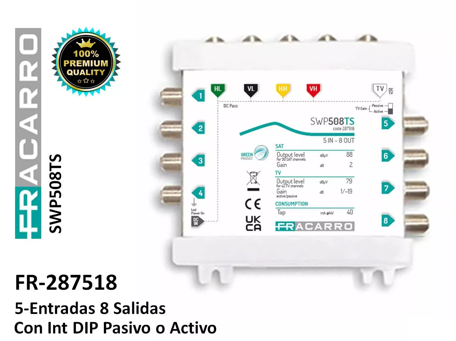 Multiswitch compacto con 5E y 8S Fracarro SWP508TS 287518