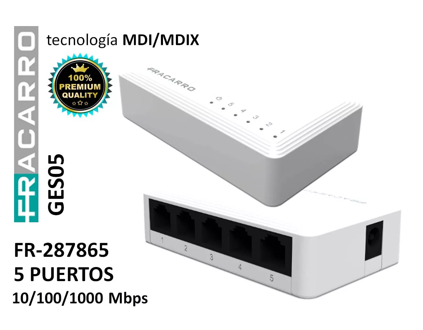 Switch 5 Puertos 10/100/1000 Fracarro GES05 287968