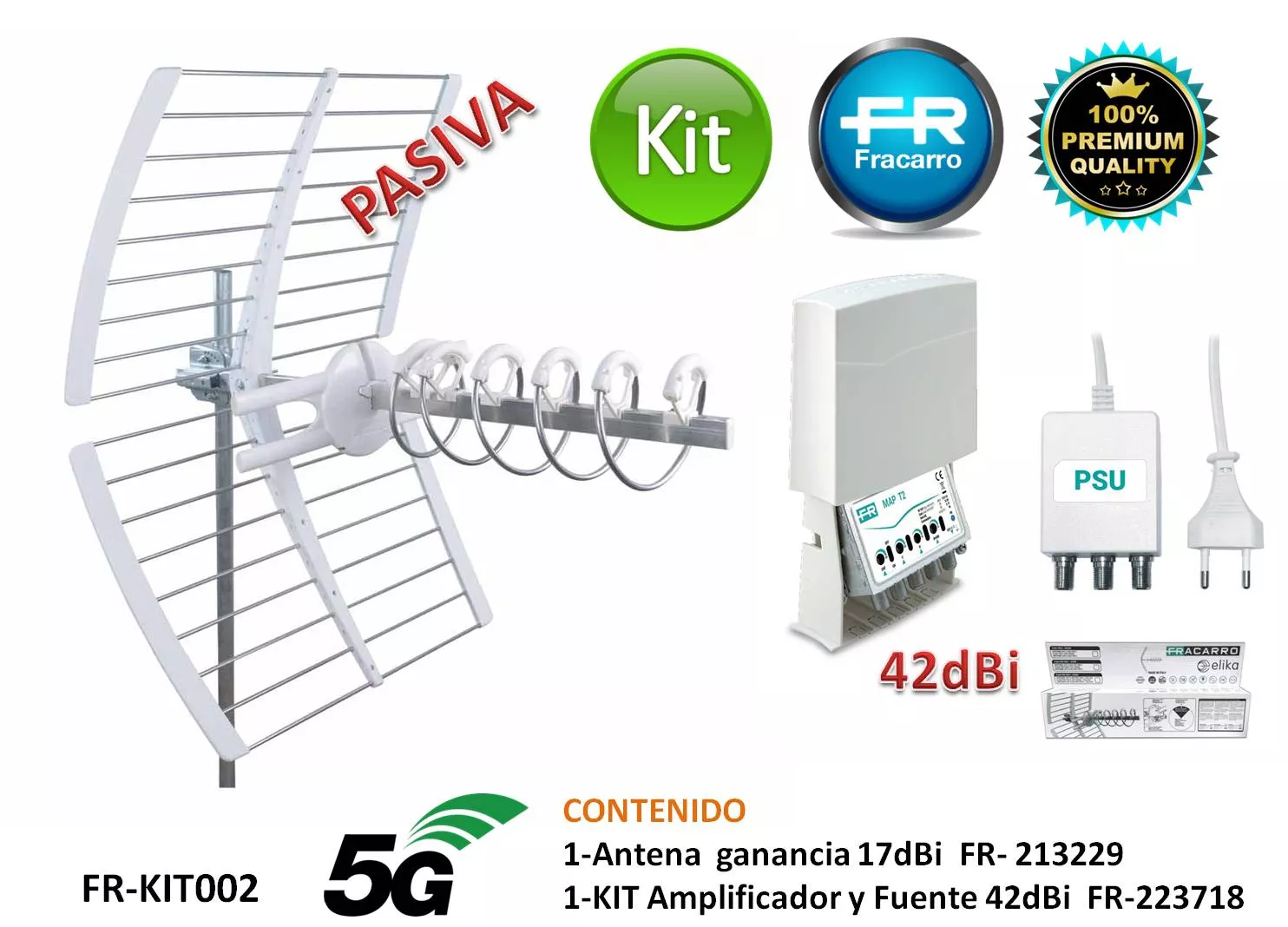 Kit Antena TDT con Amplificador de 42dB Fracarro
