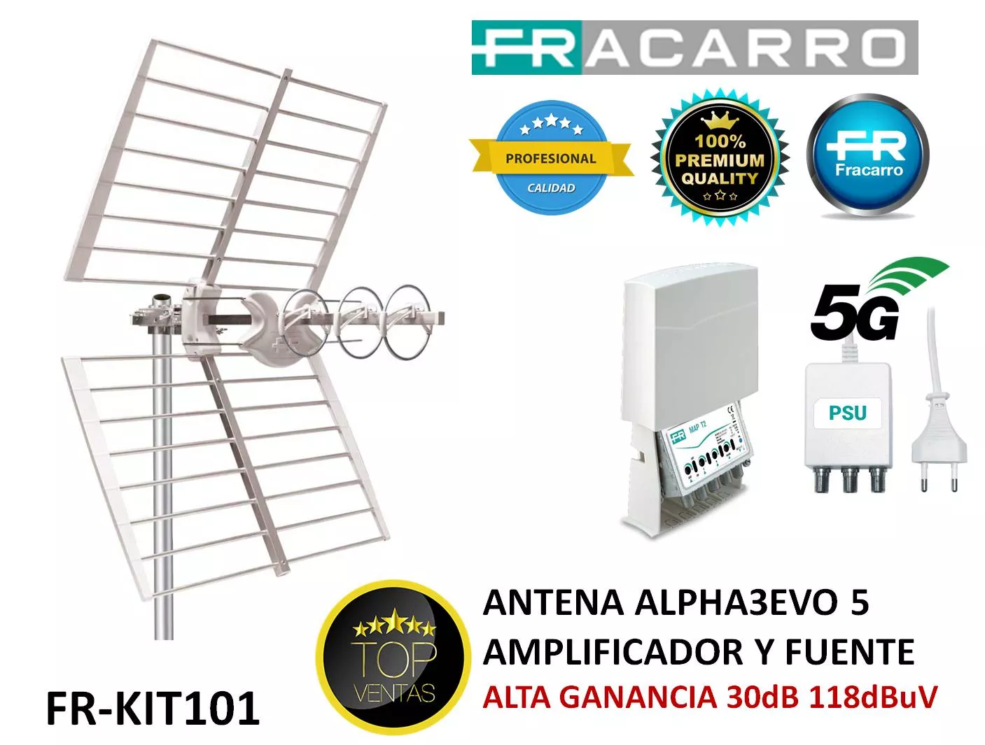 Kit Antena TDT con Amplificador de 30dB Fracarro