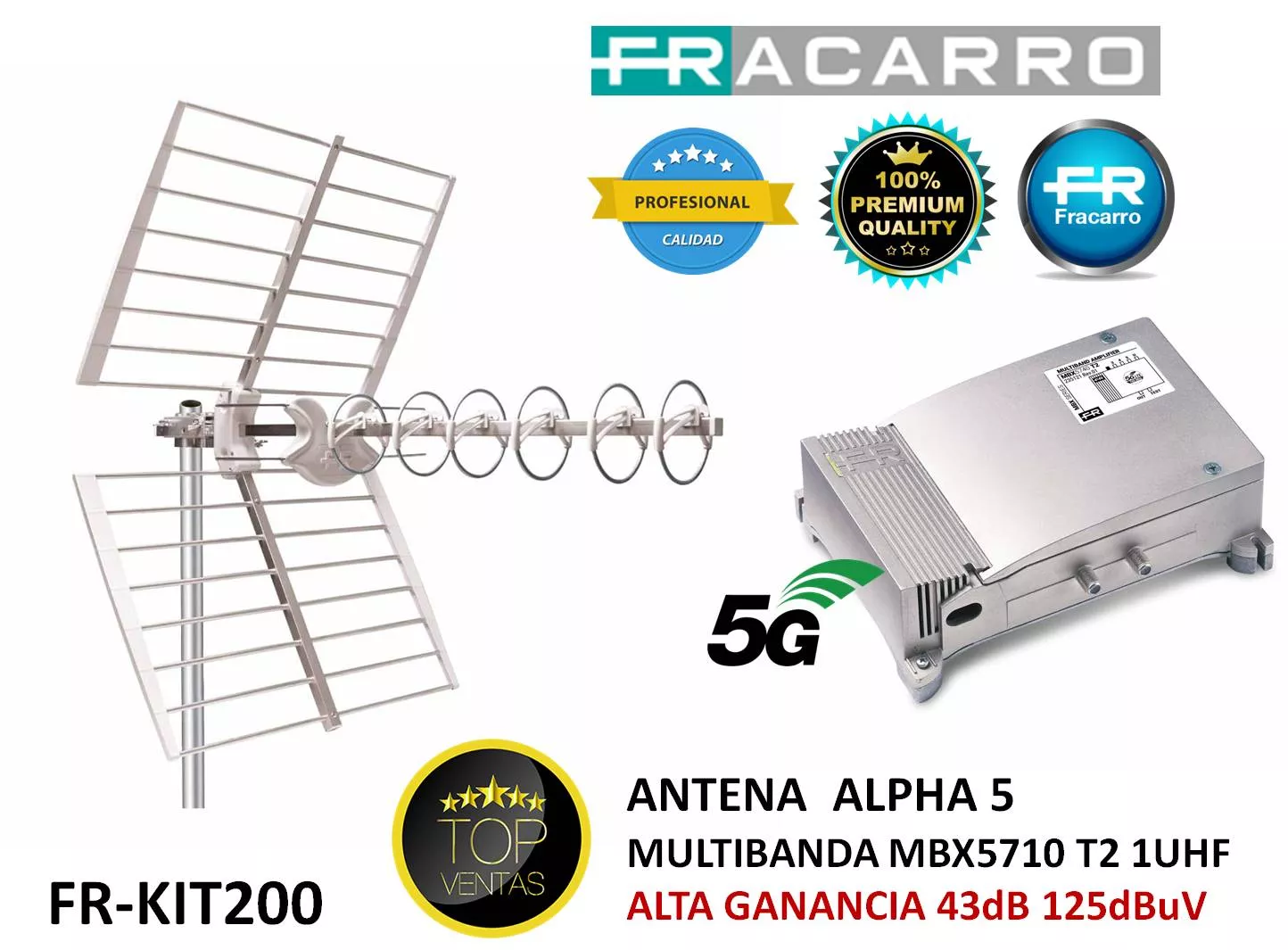 Kit Antena TDT con Multibanda de 43dB Fracarro