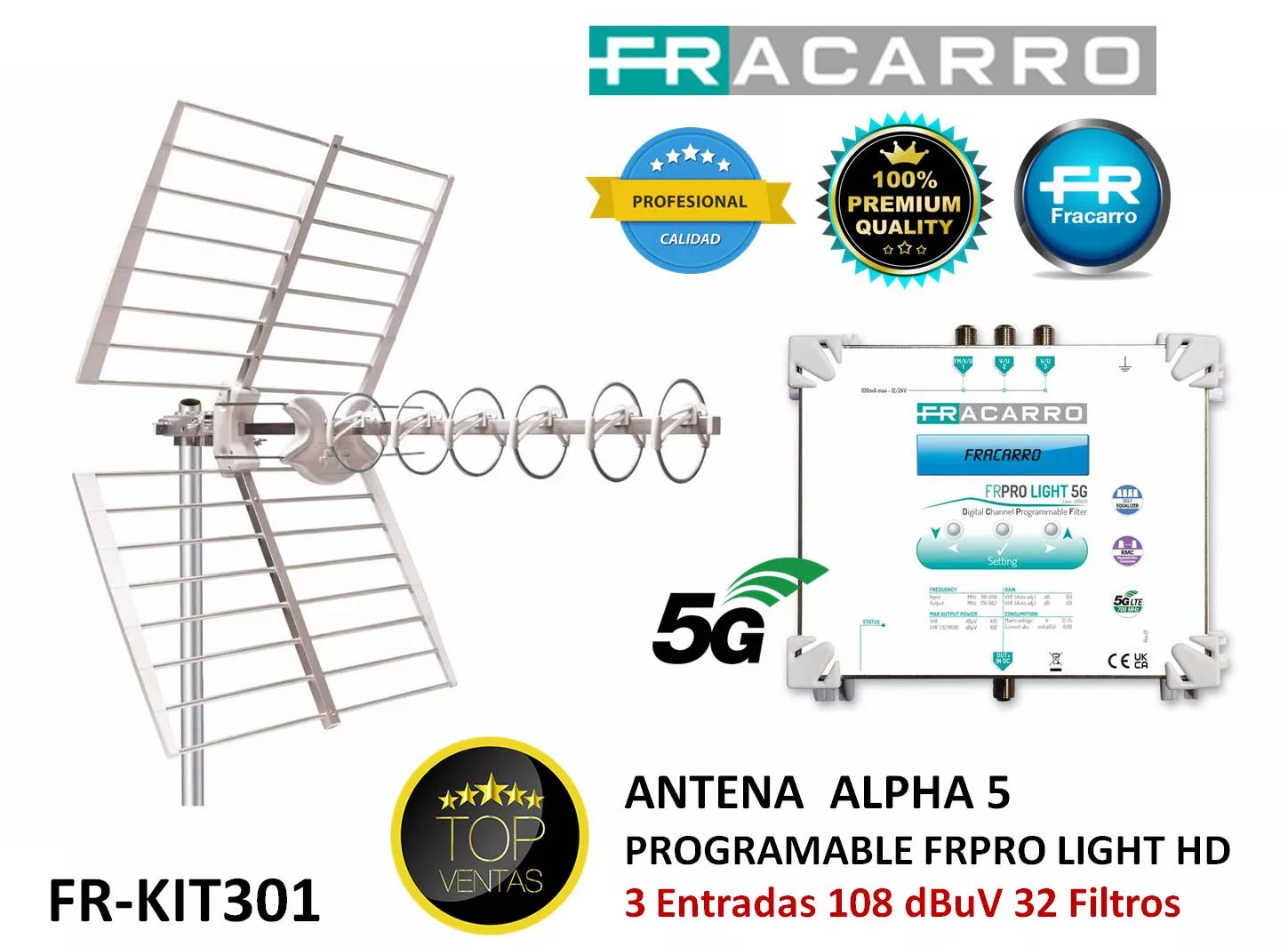 Kit Antena TDT con Programable 3Entradas Fracarro
