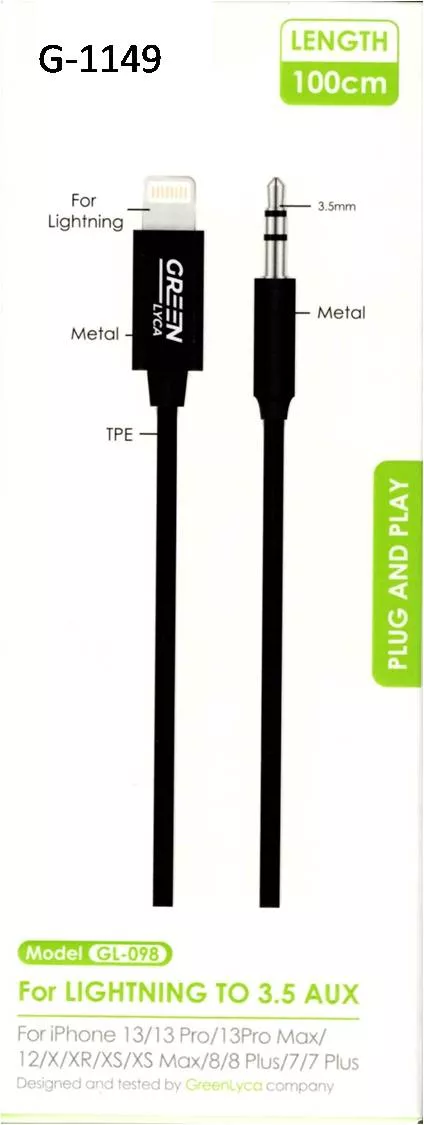 Cable Tipo Lightning a Jack 3.5mm 1m