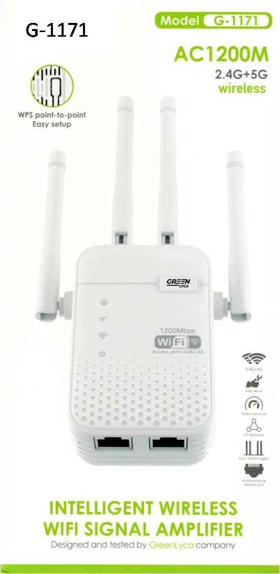 Amplificador Wifi AC1200M 2.4G+5G 4-Antenas