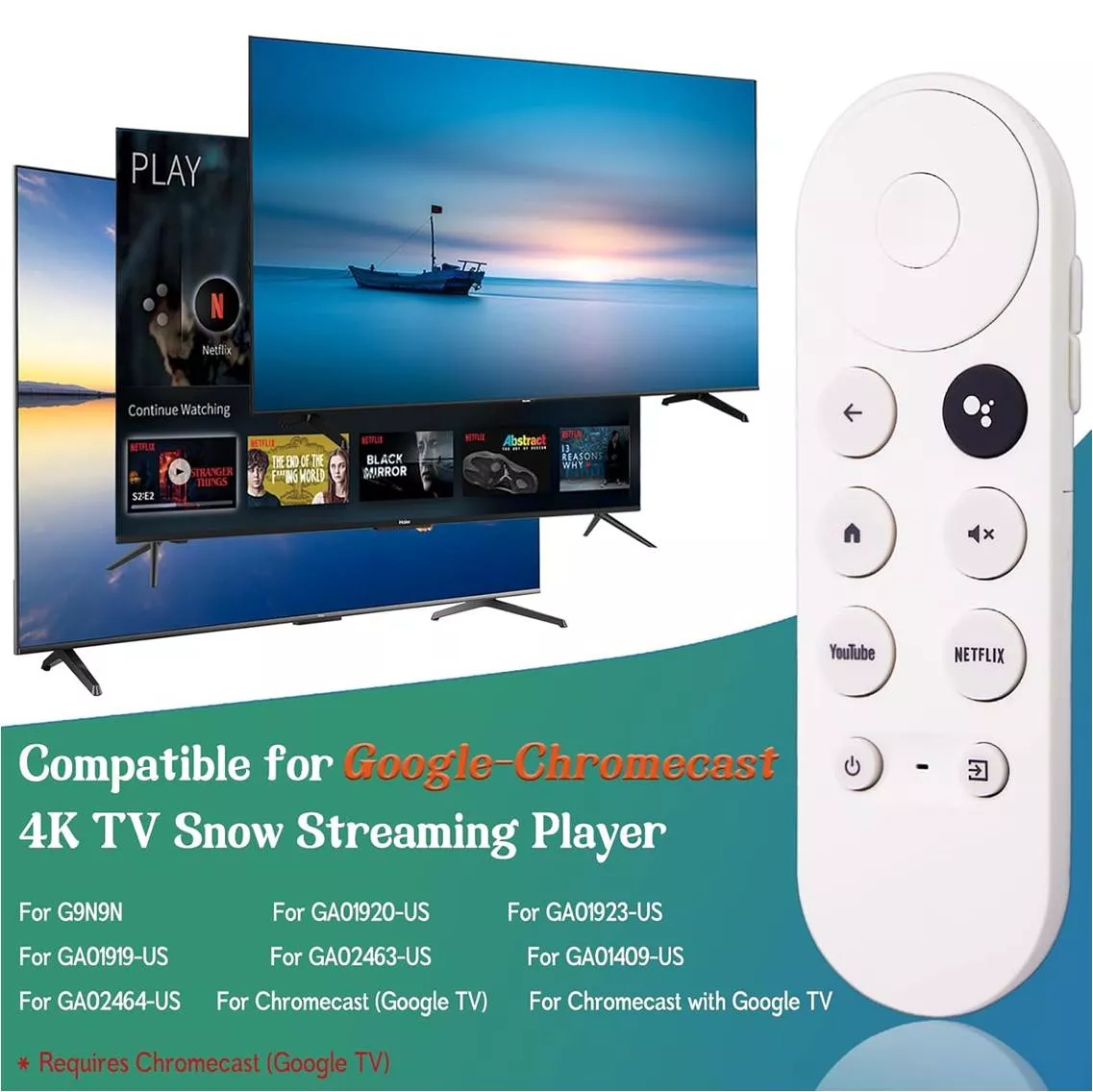 Mando Repuesto CHROMECAST 4K G9N9N VOZ y bluetooth