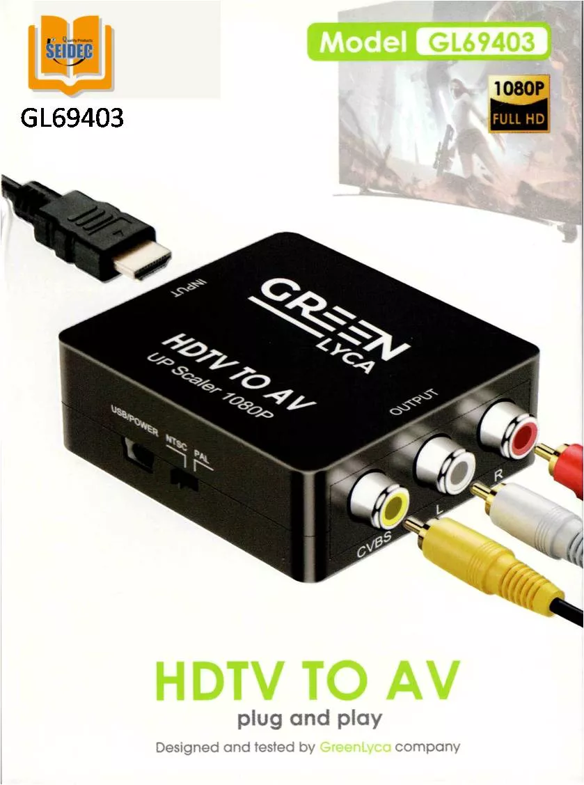 Convertidor HDMI digital a A/V compuesto 3xRCA