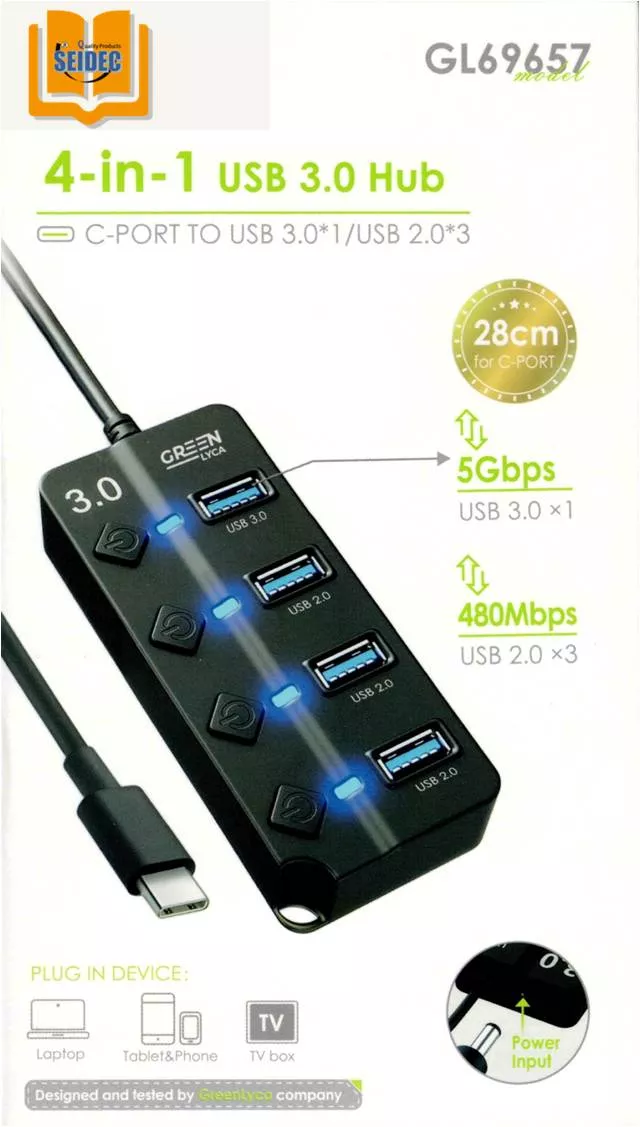 Conmutador Concentrador HUB USB 4 en 1