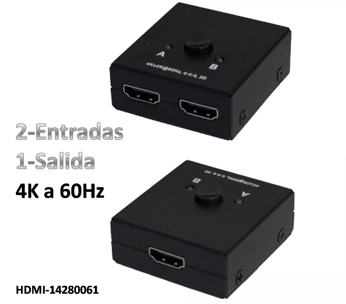 Conmutador HDMI 2E 1S 4K a 60Hz