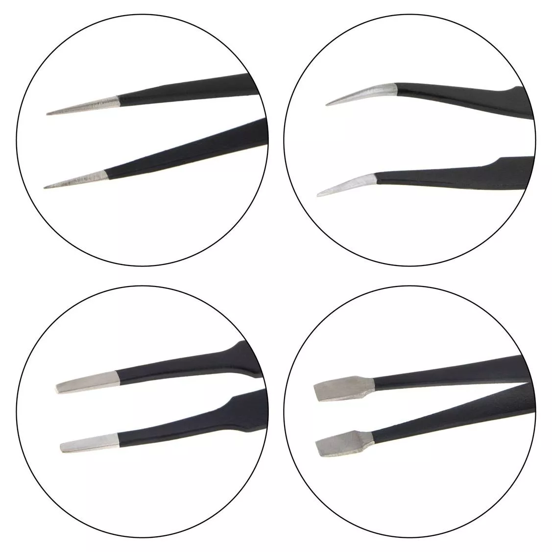 KIT 10 Pinzas ESD de precision con estuche