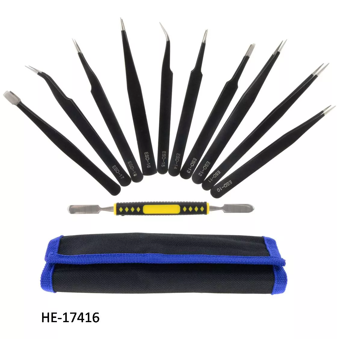 KIT 10 Pinzas ESD de precision con estuche