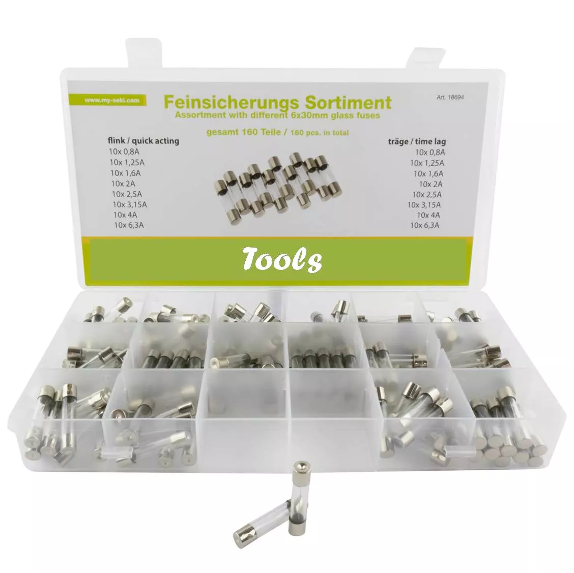KIT 160 Fusibles surtidos de 6x30 vidrio