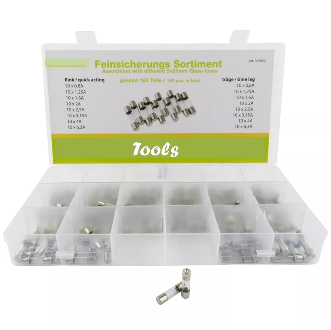 KIT 160 Fusibles surtidos de 5x20 vidrio