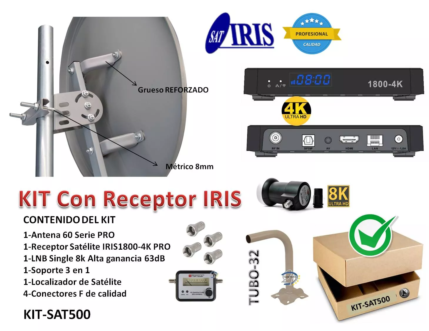 KIT Satelite con Receptor IRIS 1800-4K-PRO