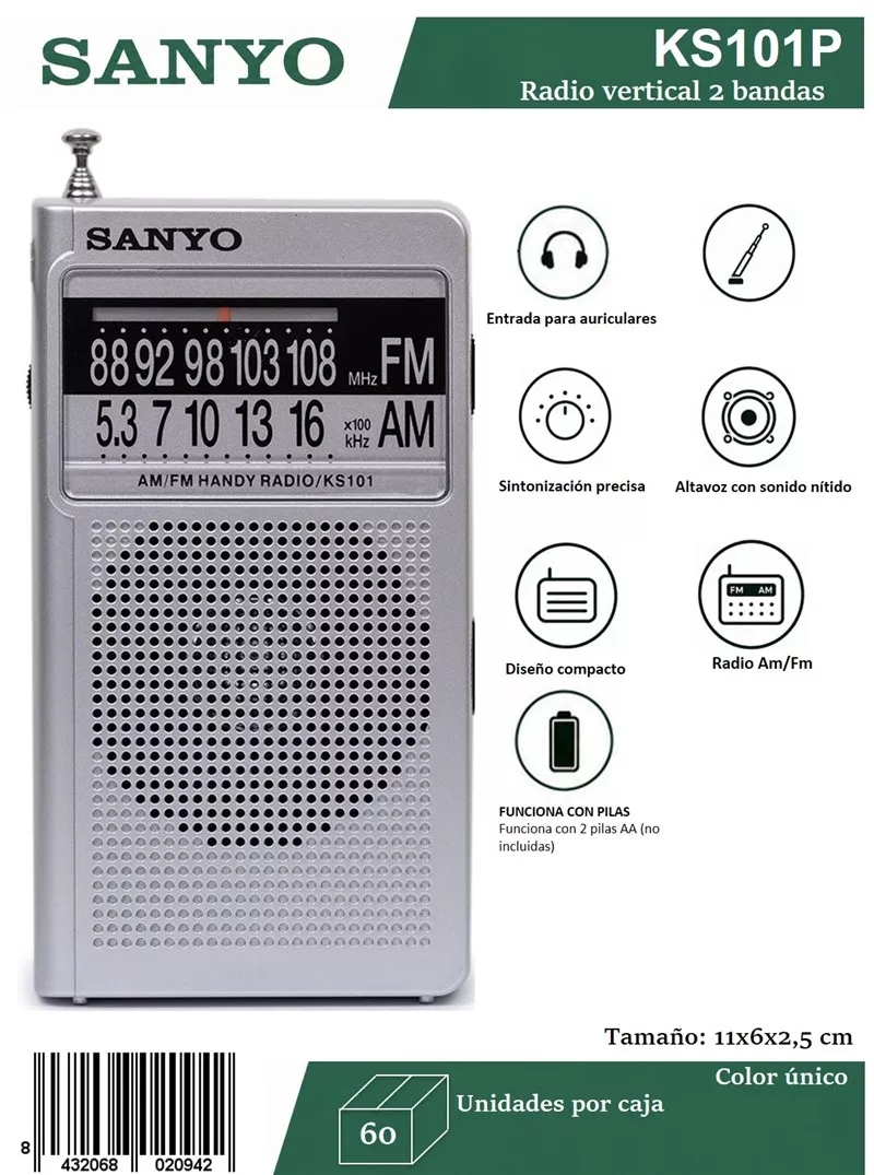 Radio Transistor AM/FM Sanyo KS101 (Pilas)