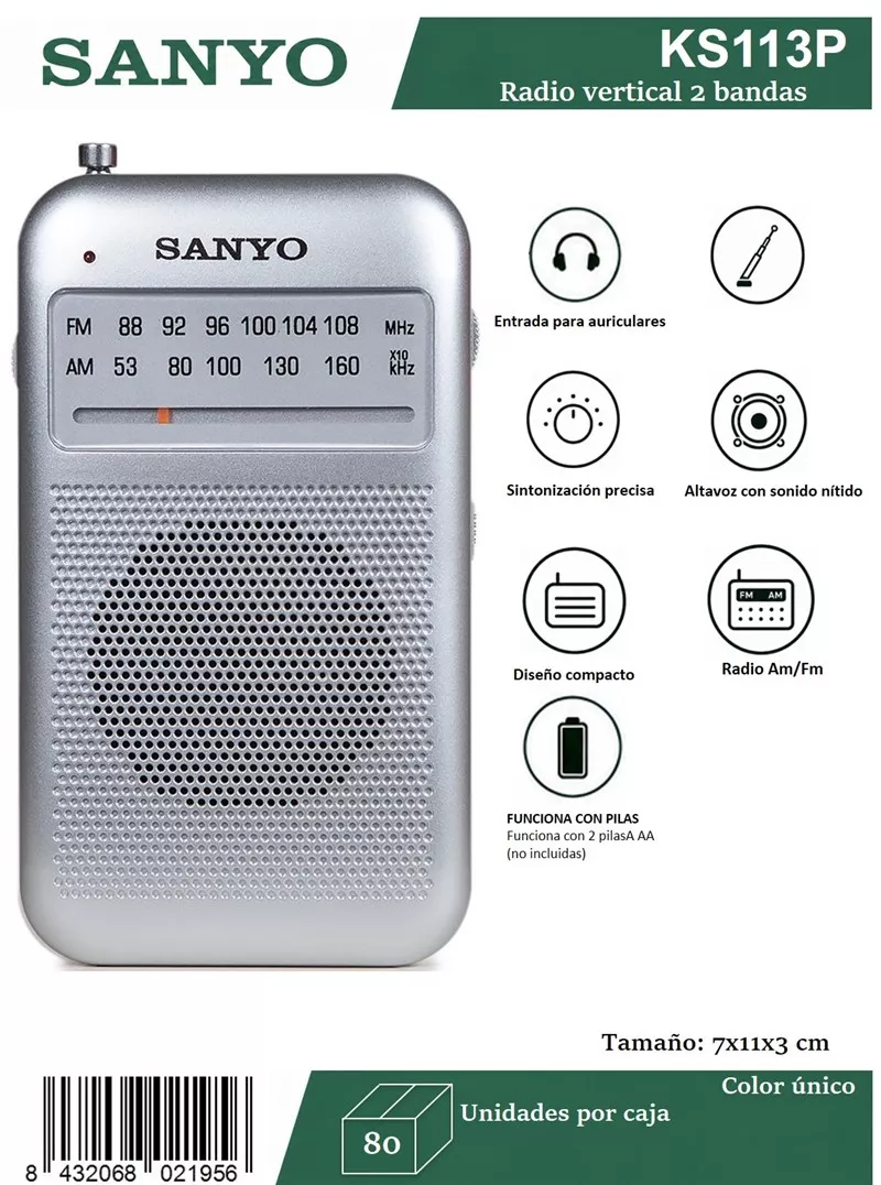 Radio Transistor AM FM Sanyo KS113 (Pilas)