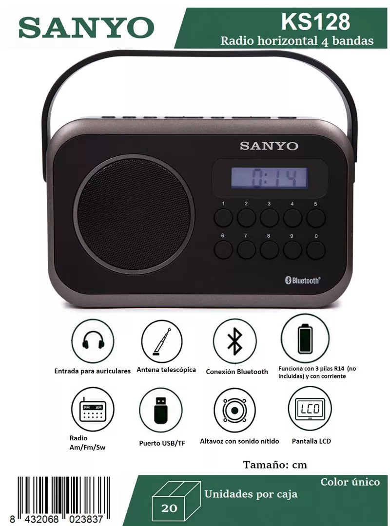 Radio Digital Sanyo KS128 Bluetooth USB y TF