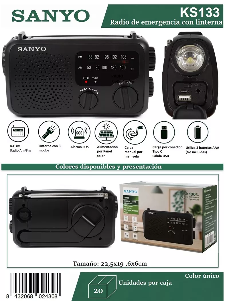 Radio Emergencia Sanyo KS133 Multifuncion