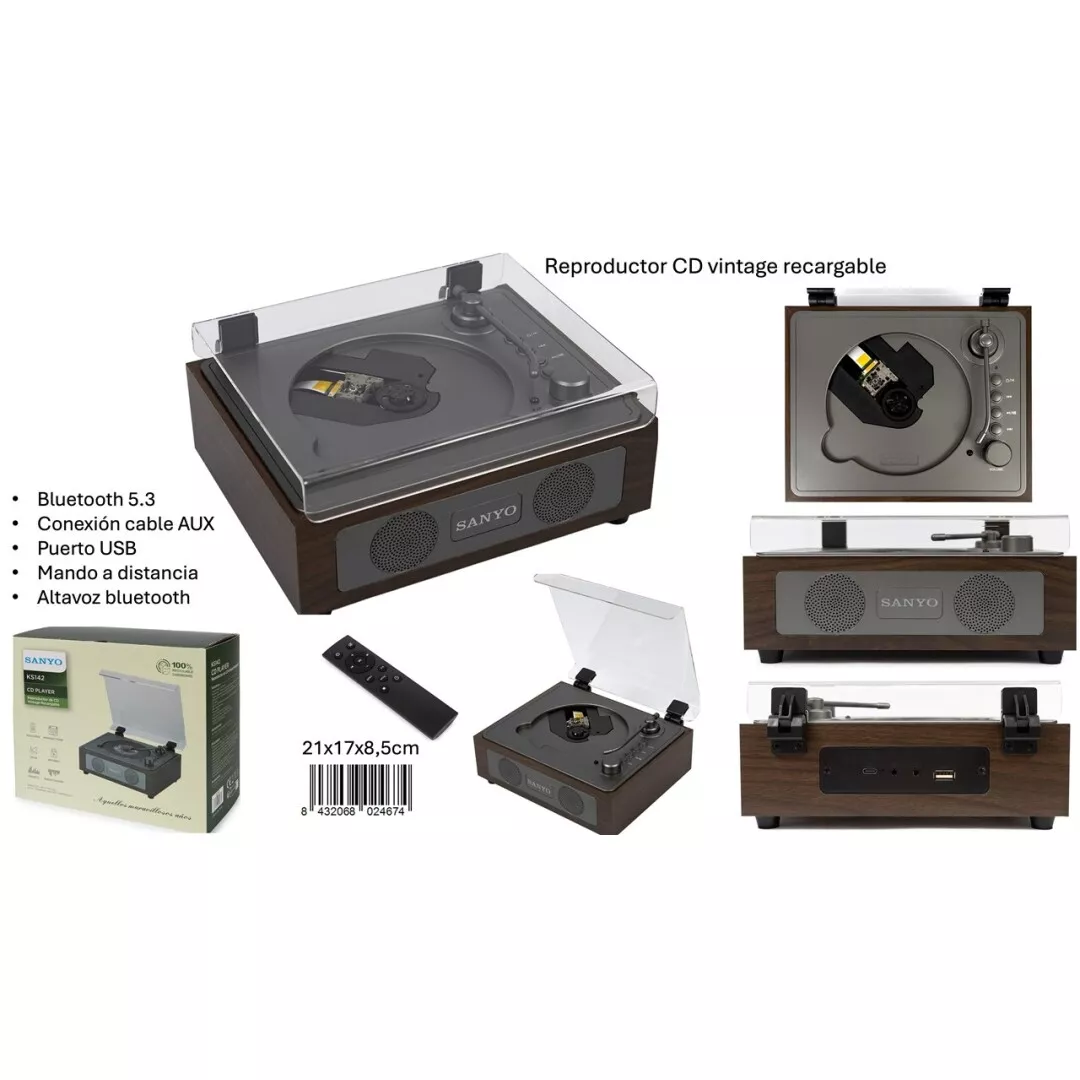 CD Player Sanyo KS142 Vintage Bluetooth Recargable