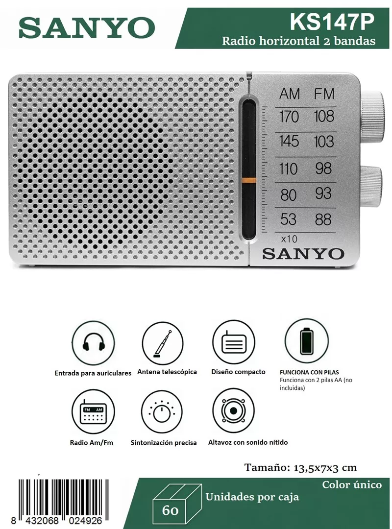 Radio Transistor AM FM Sanyo KS147 Pilas