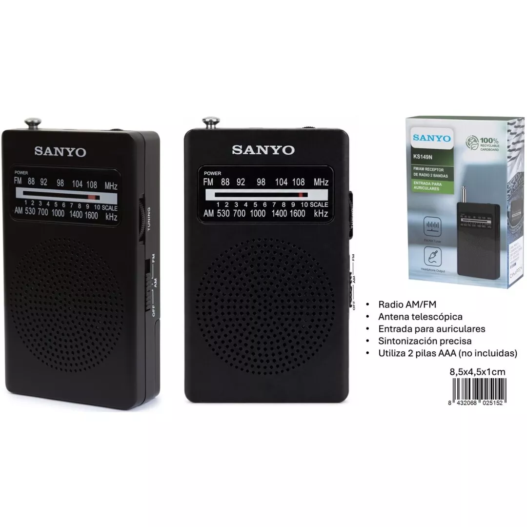 Radio Transistor AM FM Sanyo KS149 Pilas