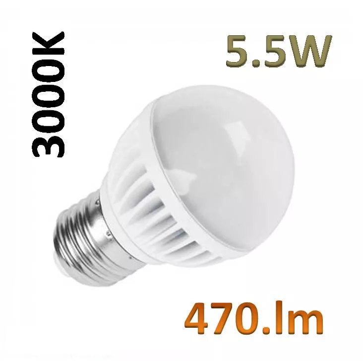 Bombilla LED E27 5.5W 3000K 470Lm